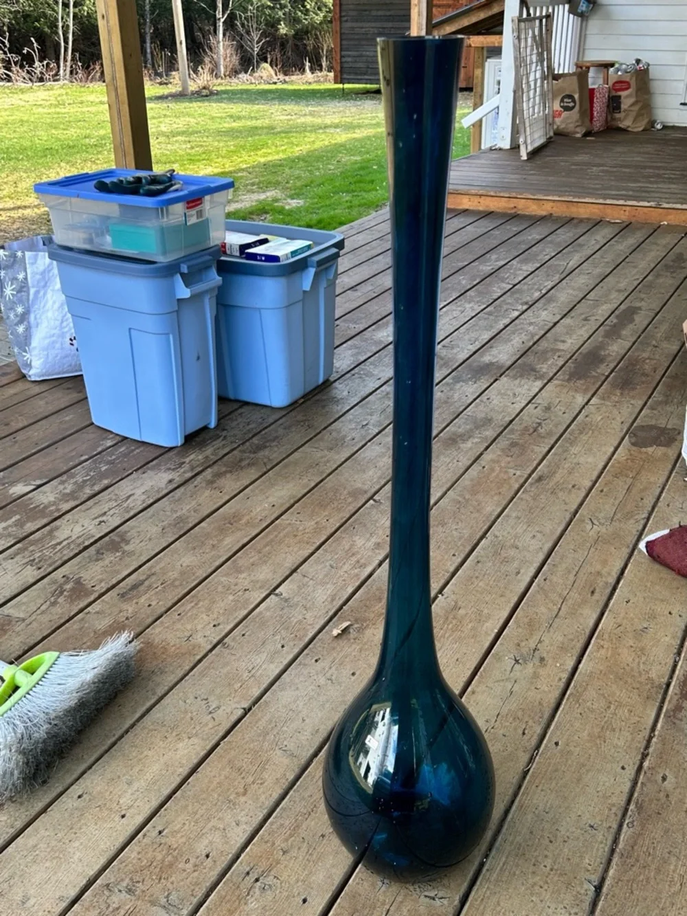 Vintage ASEDA Sweden Tall Blue Art Glass Vase – Scandinavian Mid Century Modern - Picture 5 of 5